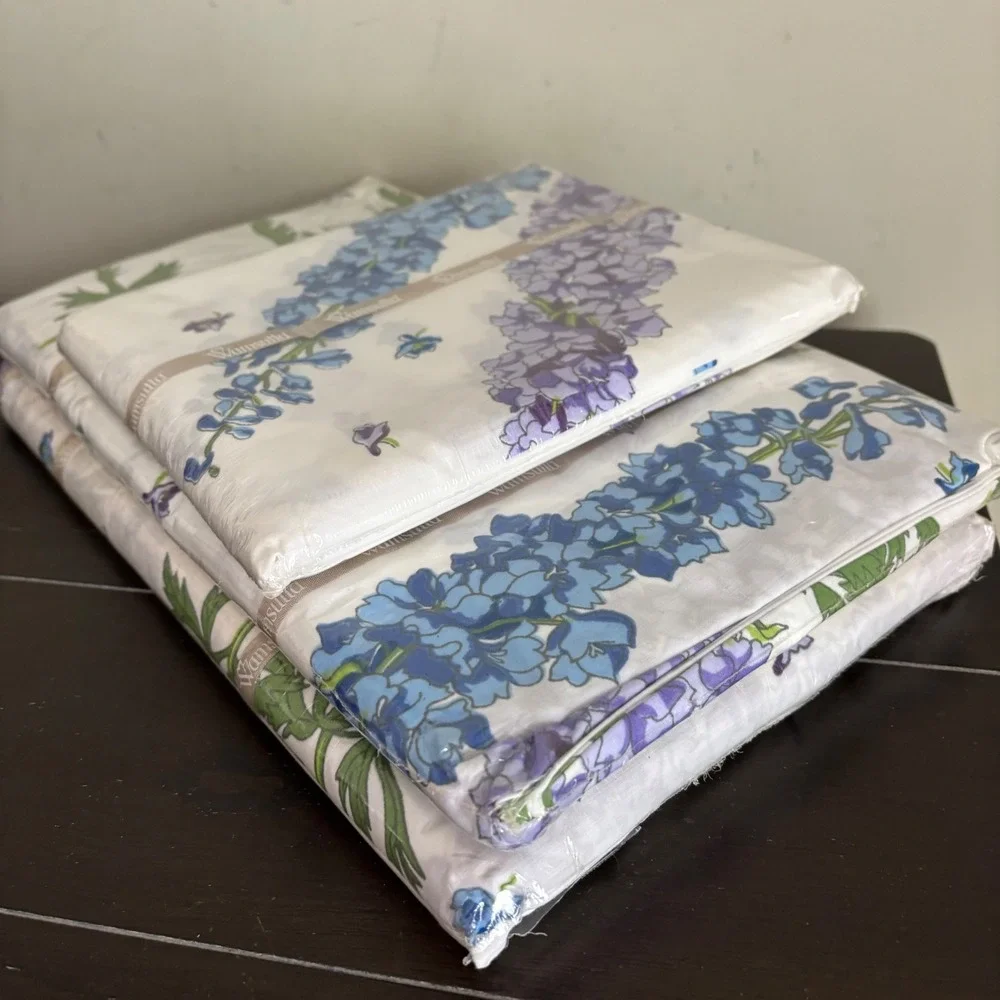 Vintage | Christian Dior | Wamsutta‎ | Double Sheet Set | Floral Larkspur | NEW